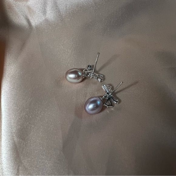 Genuine Fresh Water Pearl Earrings 925 Sterling Silver Teardrop Pearl - Picture 9 of 10